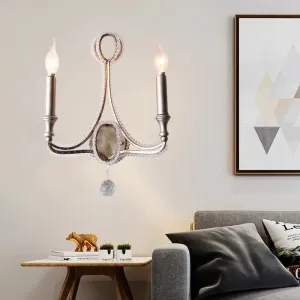 Sleek Aged Silver Metal Sconce - Elegant Wall Lighting for Living Room