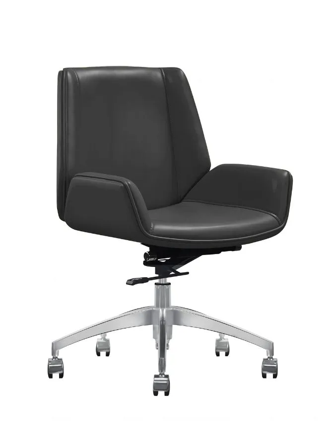 Sleek Modern Medium Back Executive Swivel Office Chair With Full Leather for Long Comfortable Use