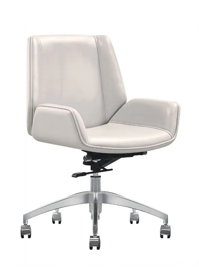 Sleek Modern Medium Back Executive Swivel Office Chair With Full Leather for Long Comfortable Use