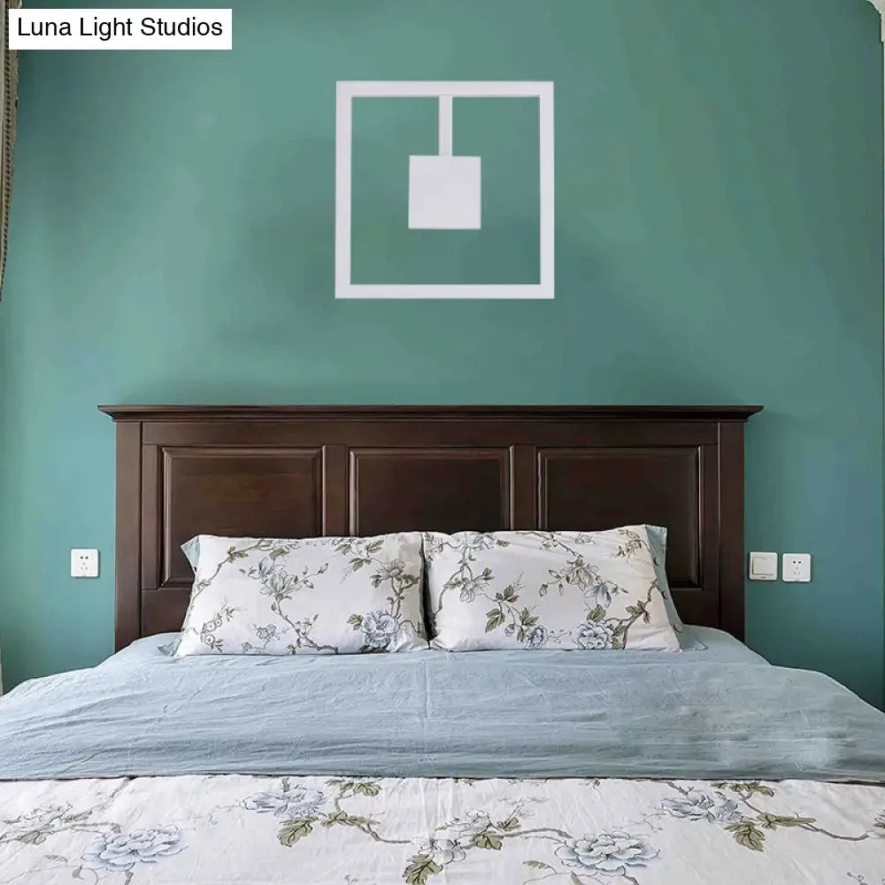 Sleek Square LED Wall Sconce for Bedroom - Warm/White Acrylic Light Fixture in Black/White