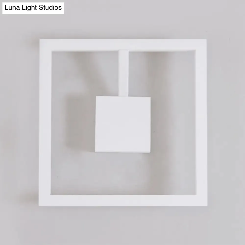 Sleek Square LED Wall Sconce for Bedroom - Warm/White Acrylic Light Fixture in Black/White