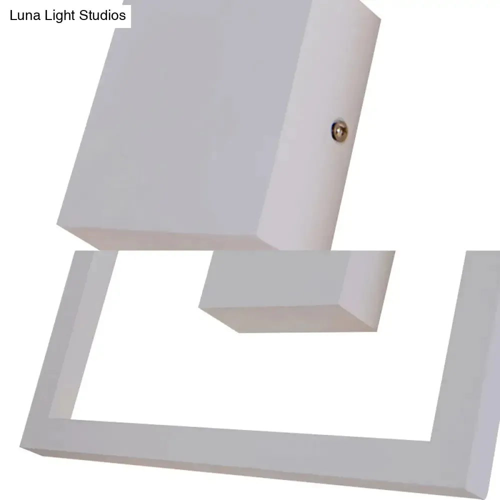 Sleek Square LED Wall Sconce for Bedroom - Warm/White Acrylic Light Fixture in Black/White