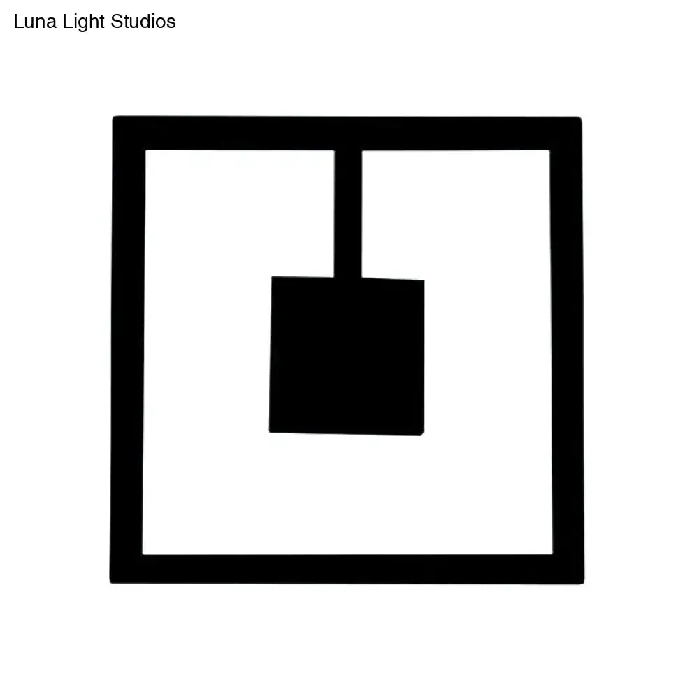 Sleek Square LED Wall Sconce for Bedroom - Warm/White Acrylic Light Fixture in Black/White