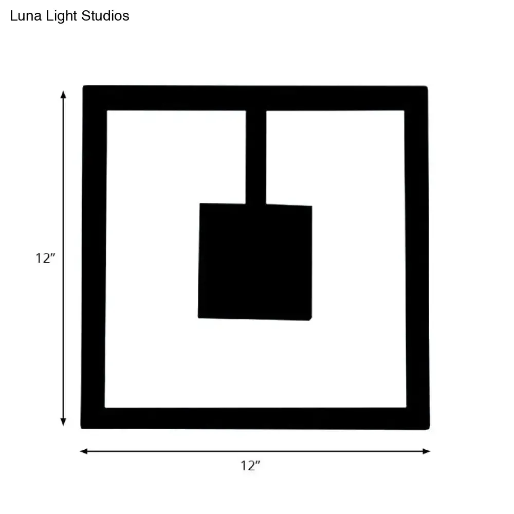 Sleek Square LED Wall Sconce for Bedroom - Warm/White Acrylic Light Fixture in Black/White