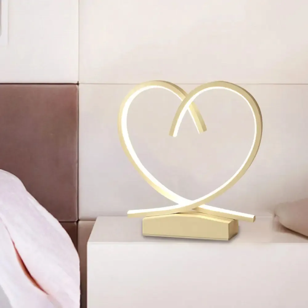 Sleek Wooden Night Table Light: Loving Heart design, LED Desk Lighting for Bedrooms, Black/White/Wood color options