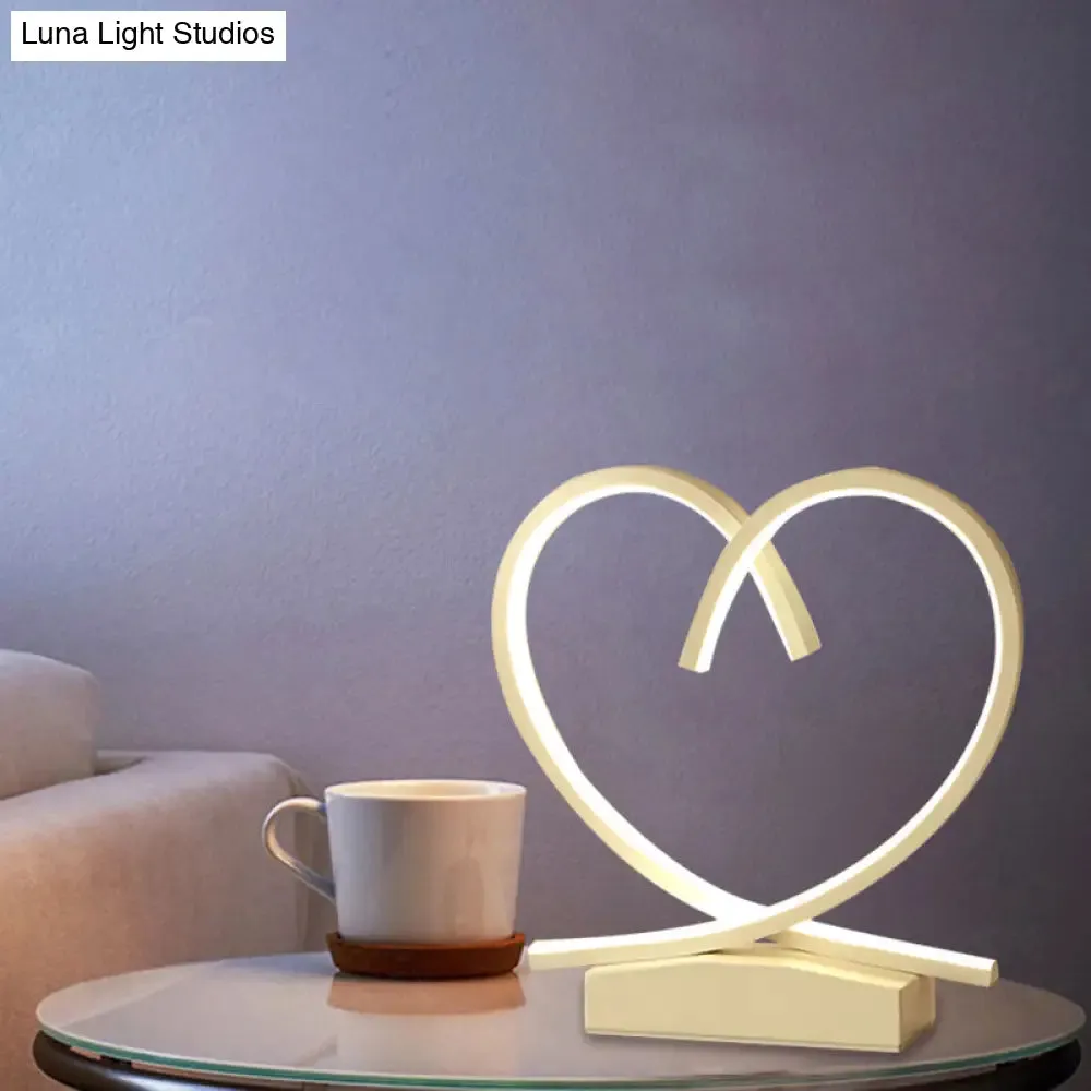Sleek Wooden Night Table Light: Loving Heart design, LED Desk Lighting for Bedrooms, Black/White/Wood color options