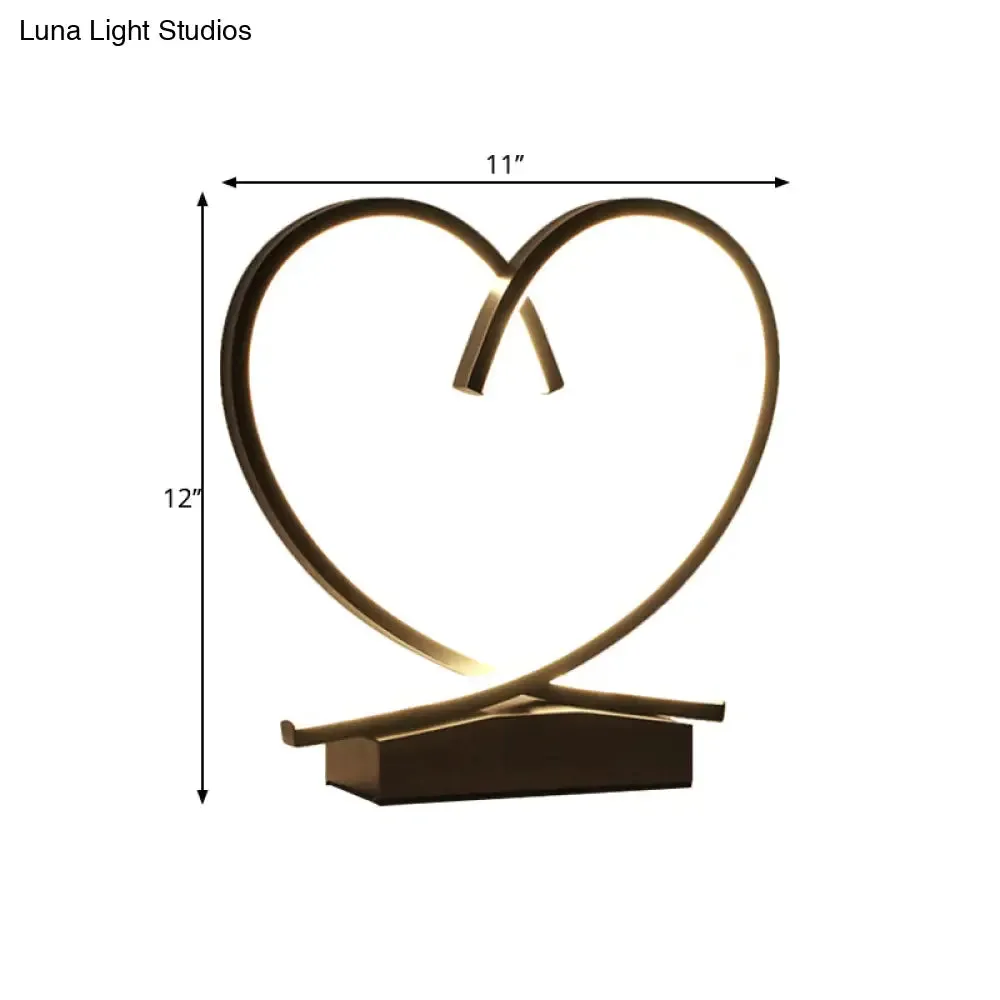 Sleek Wooden Night Table Light: Loving Heart design, LED Desk Lighting for Bedrooms, Black/White/Wood color options