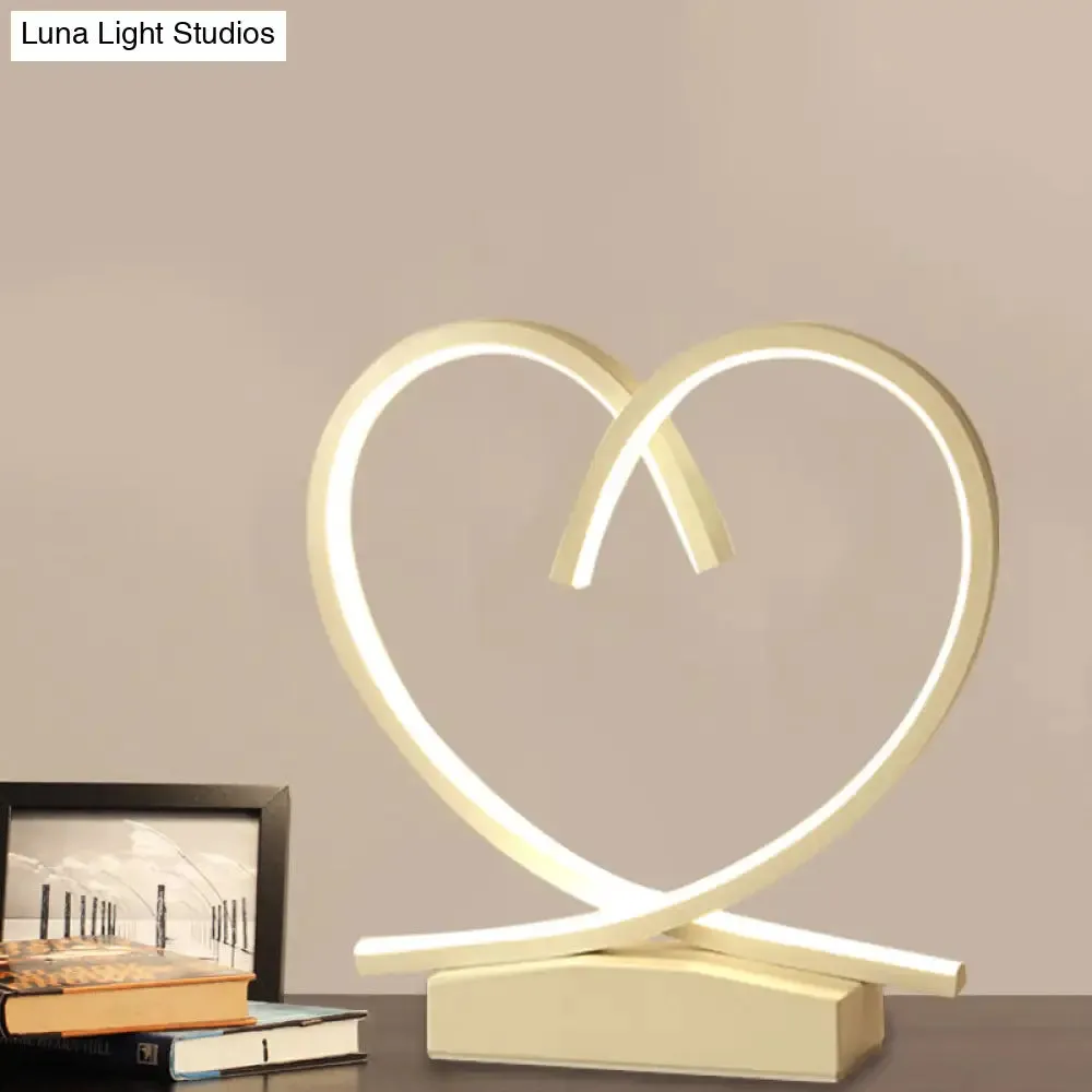 Sleek Wooden Night Table Light: Loving Heart design, LED Desk Lighting for Bedrooms, Black/White/Wood color options