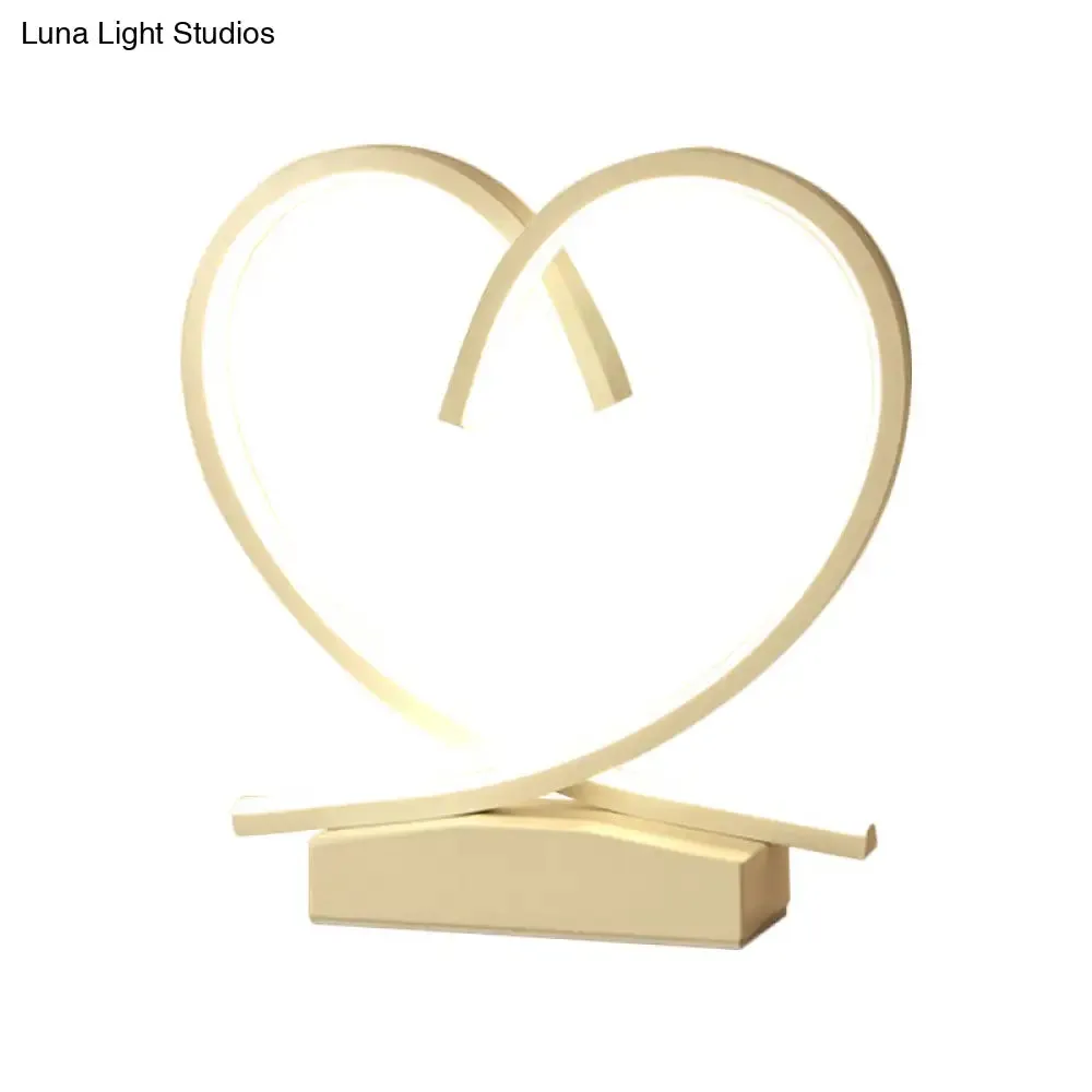 Sleek Wooden Night Table Light: Loving Heart design, LED Desk Lighting for Bedrooms, Black/White/Wood color options