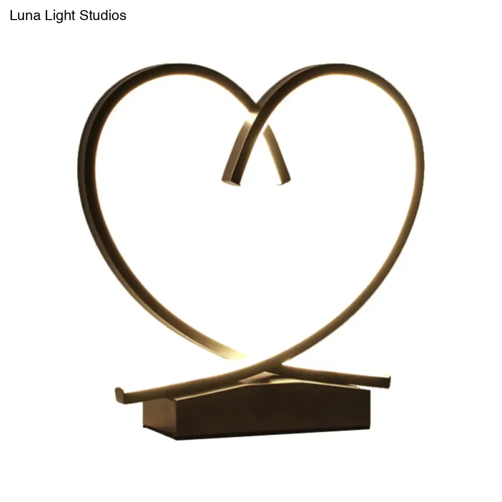 Sleek Wooden Night Table Light: Loving Heart design, LED Desk Lighting for Bedrooms, Black/White/Wood color options