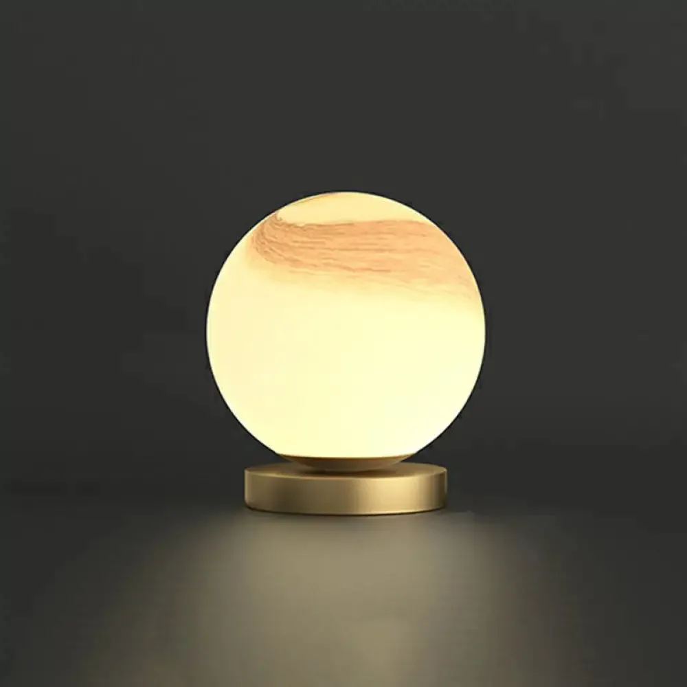 Small Sphere Night Light Glass Table Lamp with Gold Base - Simple and Elegant