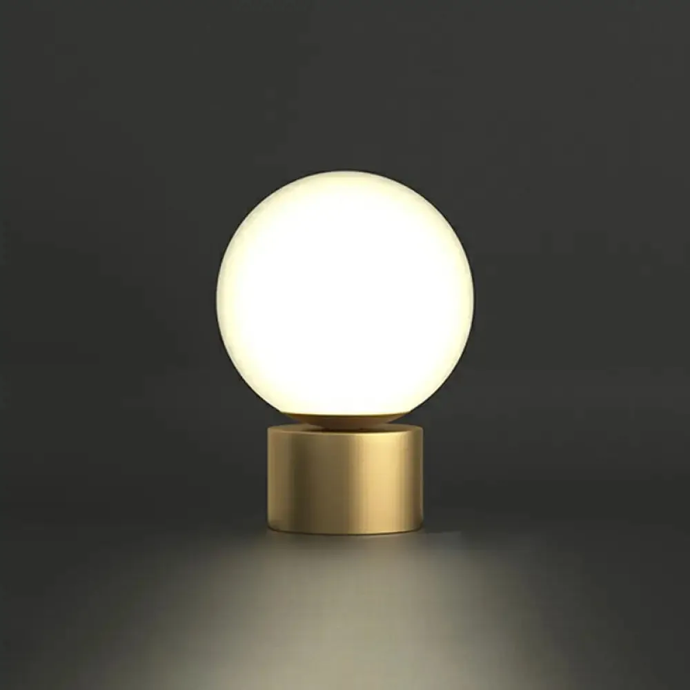Small Sphere Night Light Glass Table Lamp with Gold Base - Simple and Elegant
