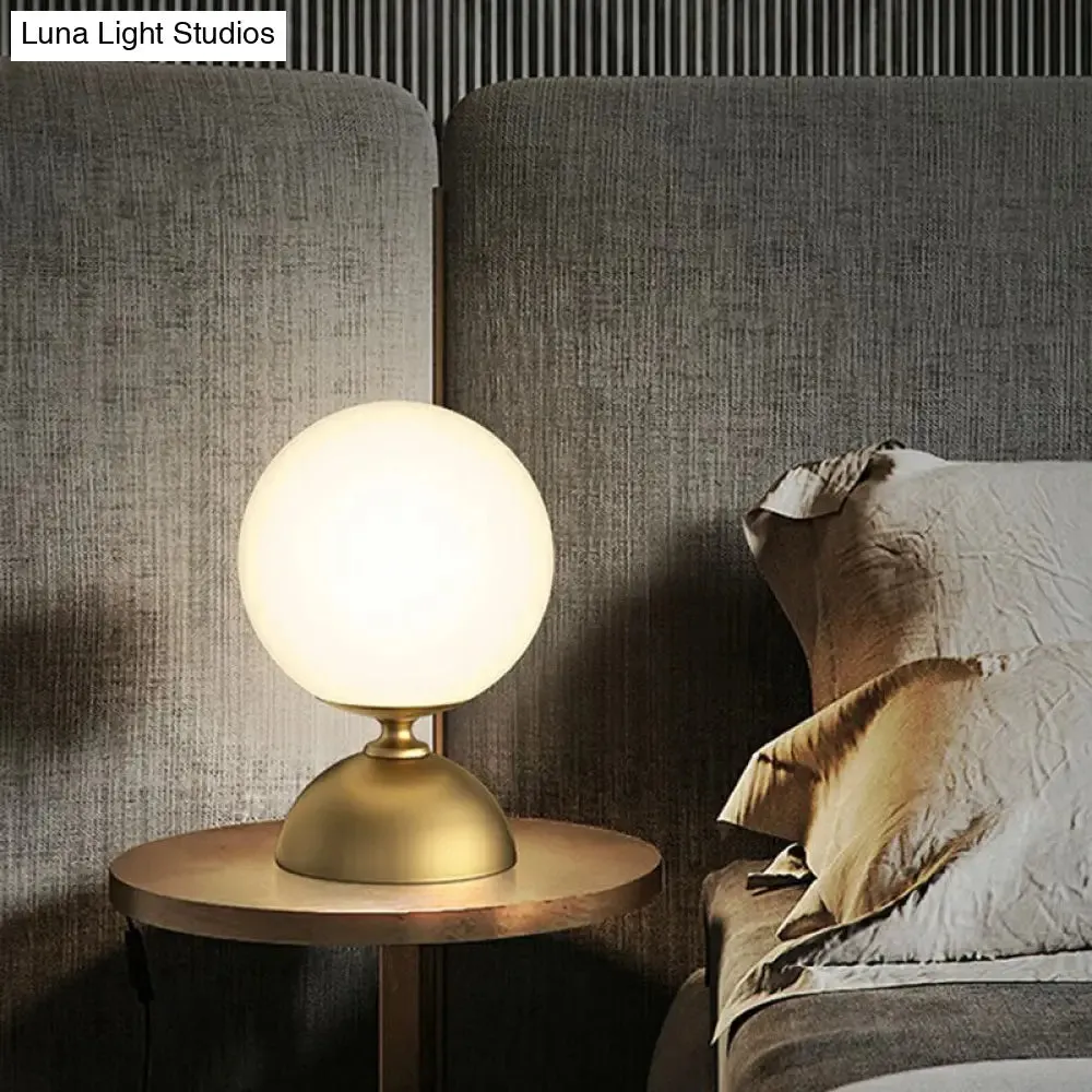 Small Sphere Night Light Glass Table Lamp with Gold Base - Simple and Elegant