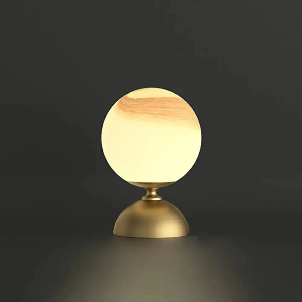 Small Sphere Night Light Glass Table Lamp with Gold Base - Simple and Elegant