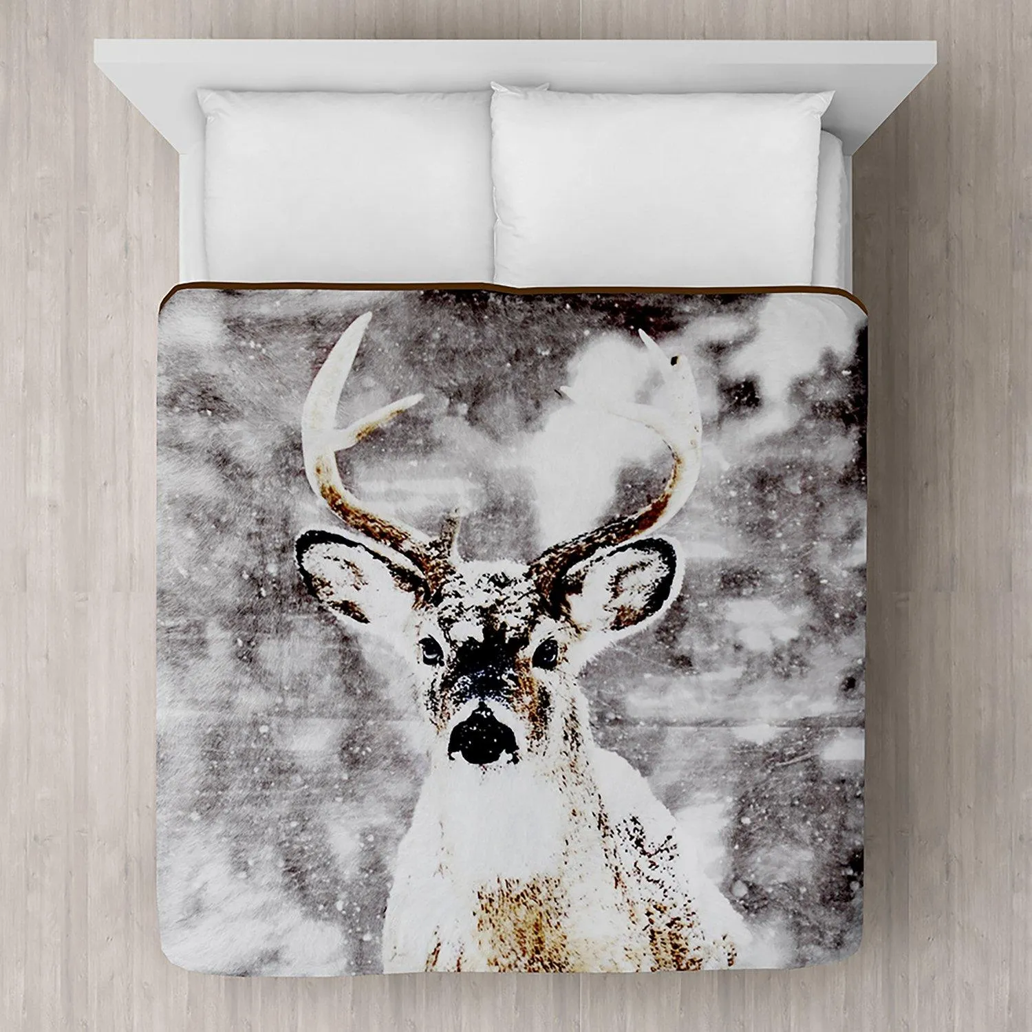Snow Deer Printed Plush Mink Blanket