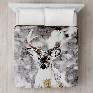 Snow Deer Printed Plush Mink Blanket