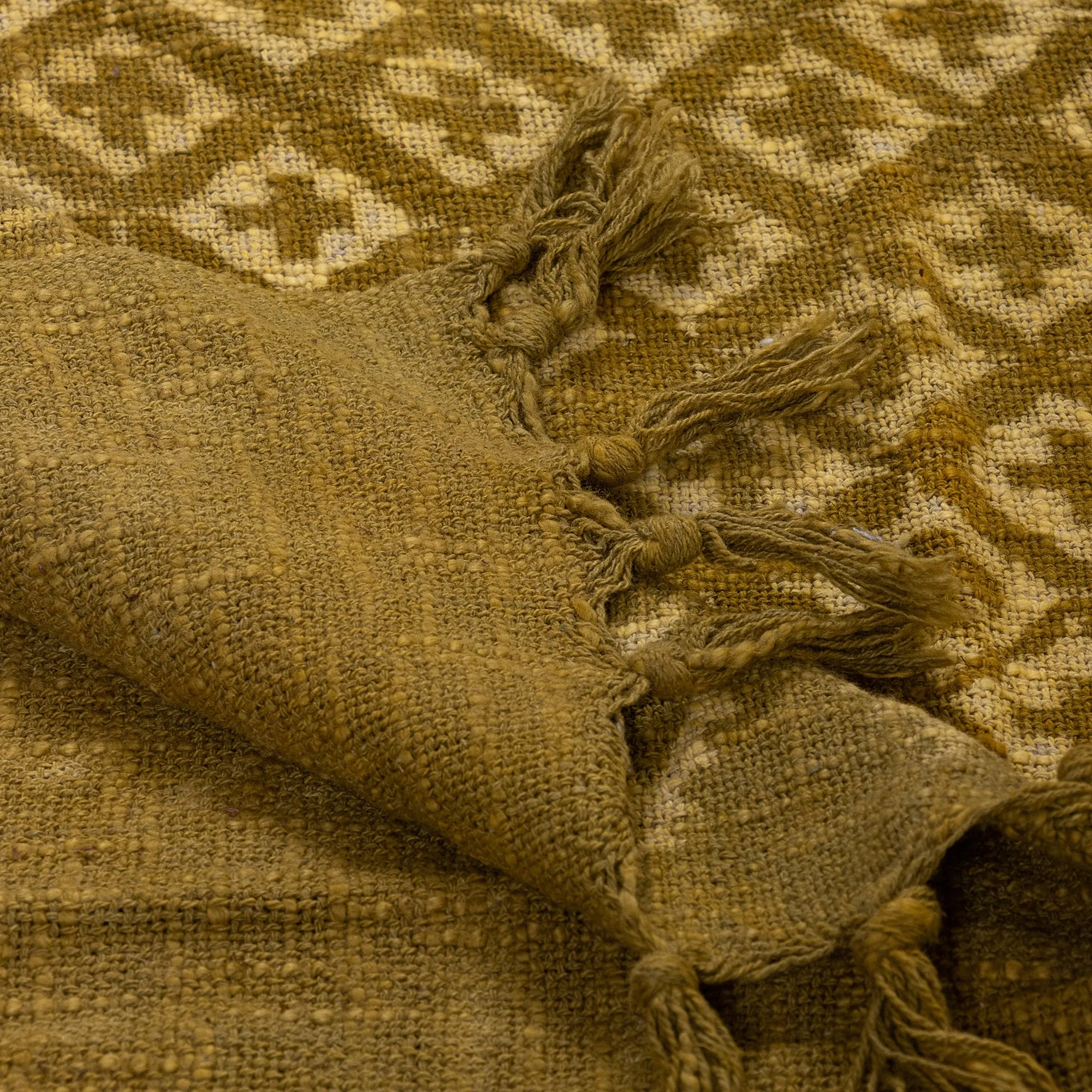 Soft Premium Mustard Geometrical Print Cotton Sofa Throw For Home Decor