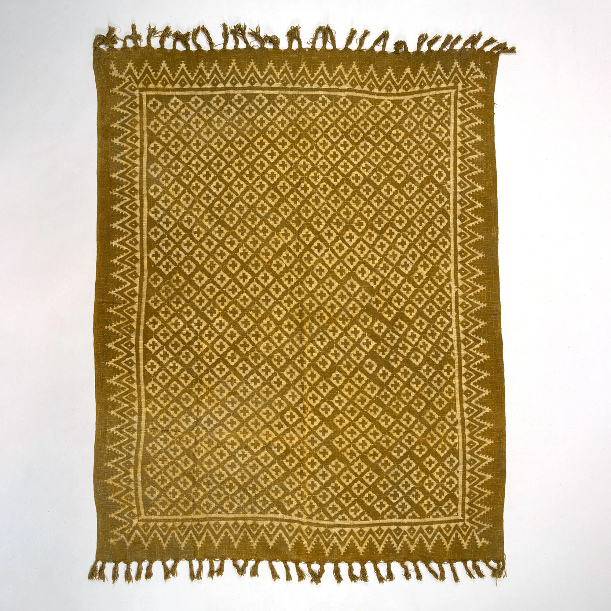 Soft Premium Mustard Geometrical Print Cotton Sofa Throw For Home Decor