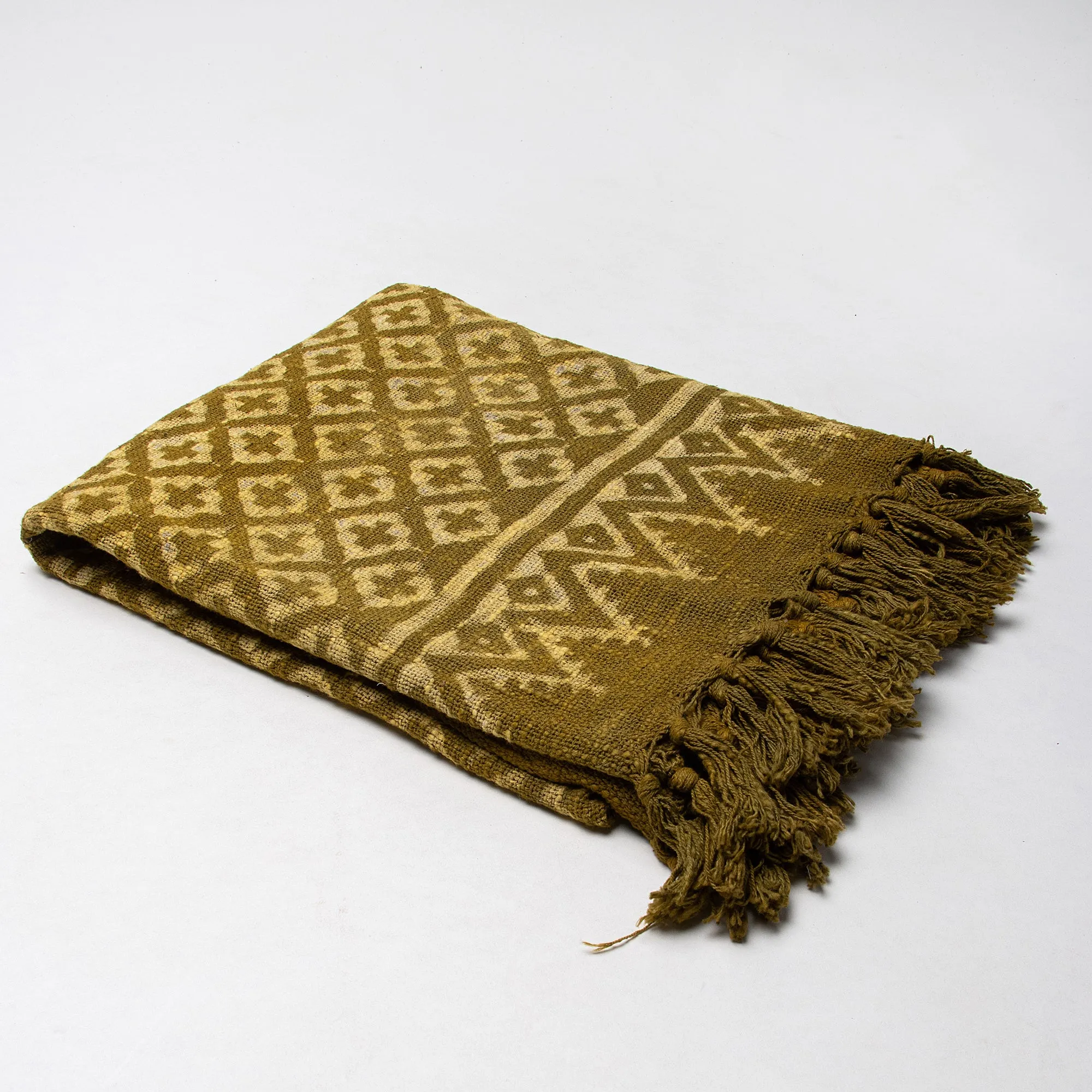 Soft Premium Mustard Geometrical Print Cotton Sofa Throw For Home Decor
