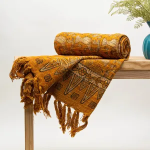 Soft Premium Orange Bird Print Sofa Throws For Home Decor