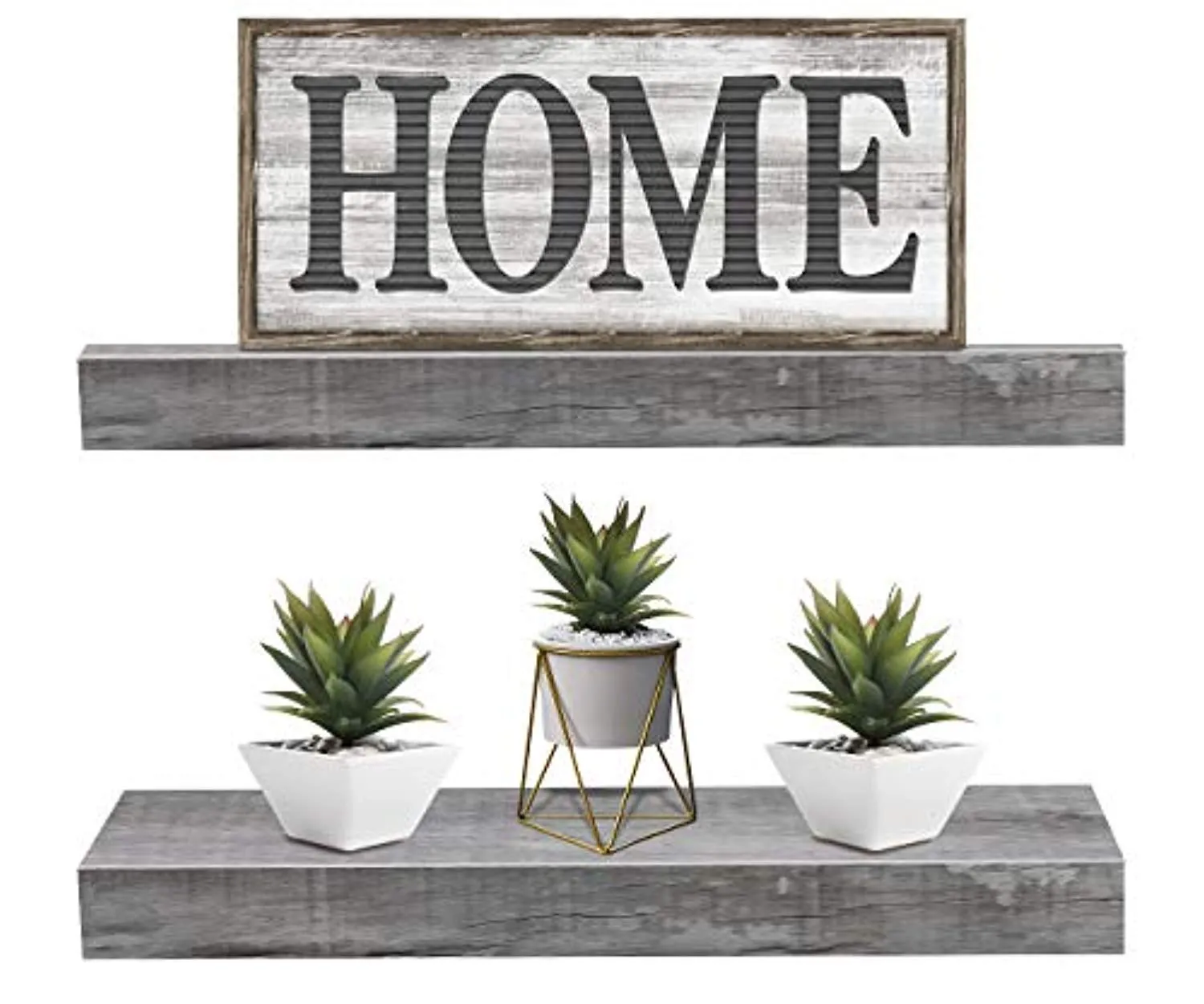 Sorbus Floating Shelf Set — Rustic Wood Hanging Rectangle Wall Shelves