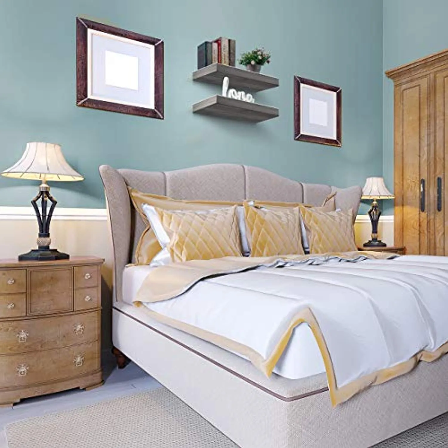 Sorbus Floating Shelf Set — Rustic Wood Hanging Rectangle Wall Shelves