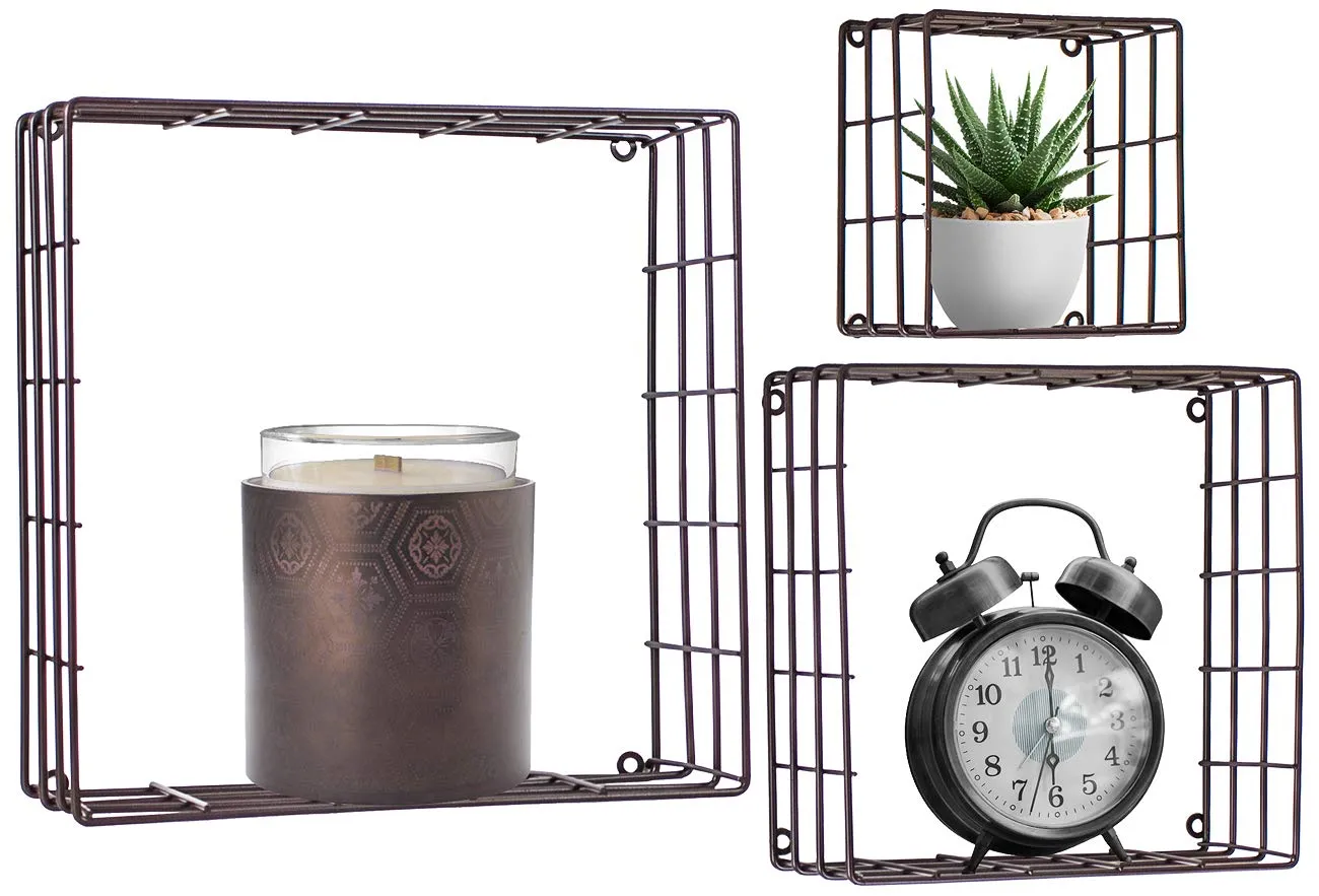 Sorbus Floating Square Shelves (Metal Square - Black)