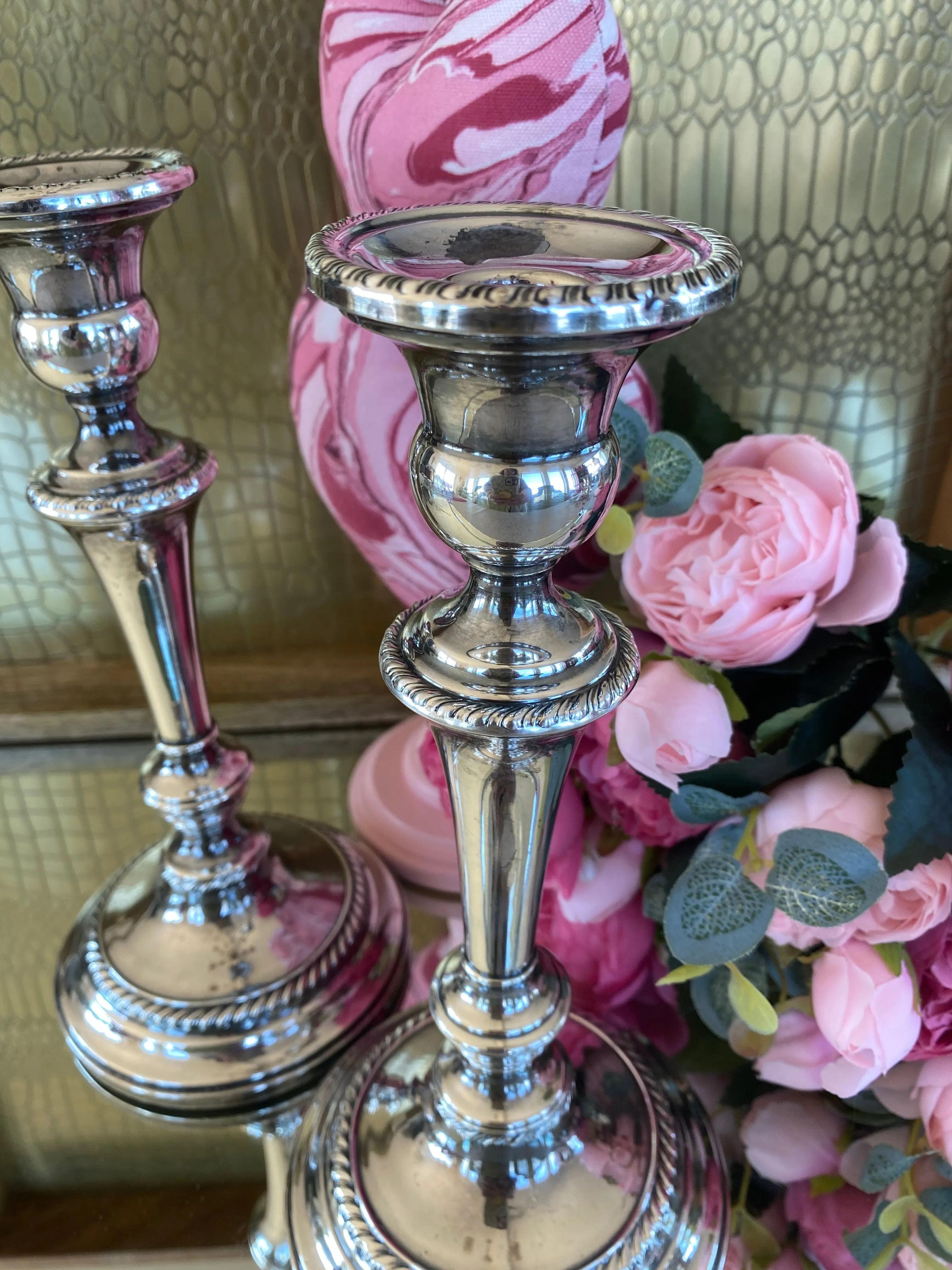 Sterling Silver Weighted and Stamped Candlesticks