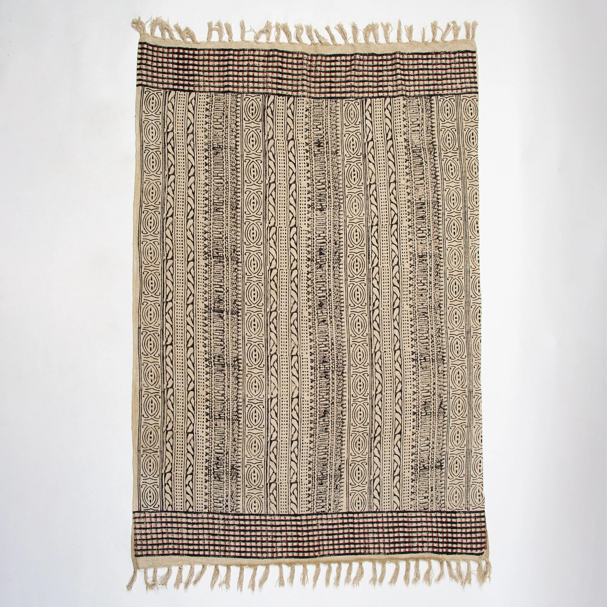 Stripes Block Print Cotton Throw Blankets For Home Decor