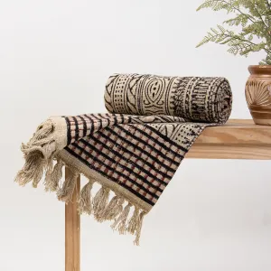 Stripes Block Print Cotton Throw Blankets For Home Decor