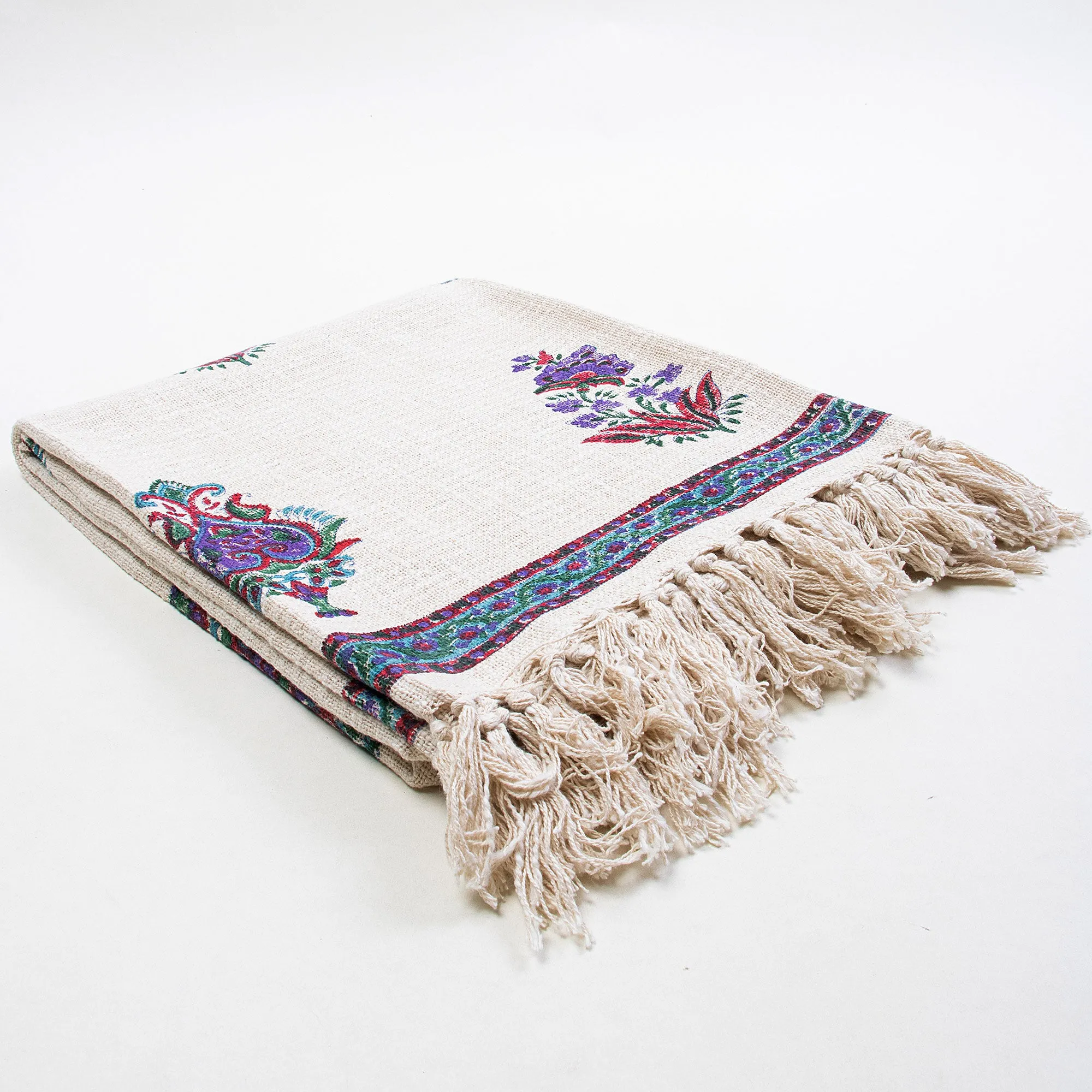 Stylish Purple Floral Hand Block Print Throws For Home Decor