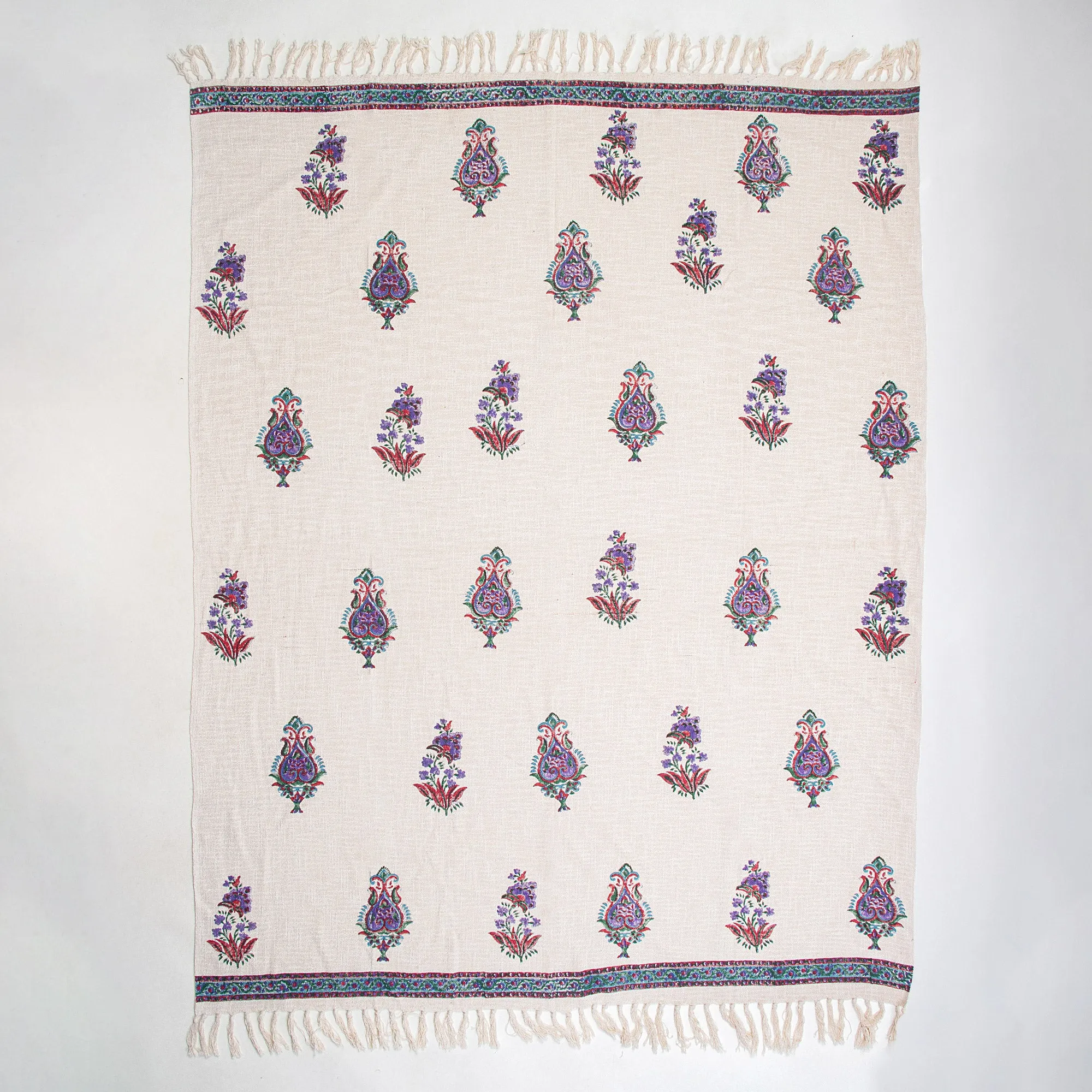 Stylish Purple Floral Hand Block Print Throws For Home Decor