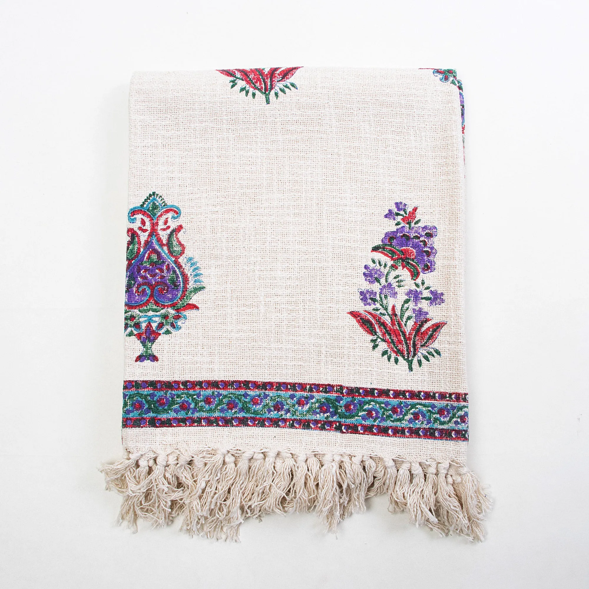 Stylish Purple Floral Hand Block Print Throws For Home Decor