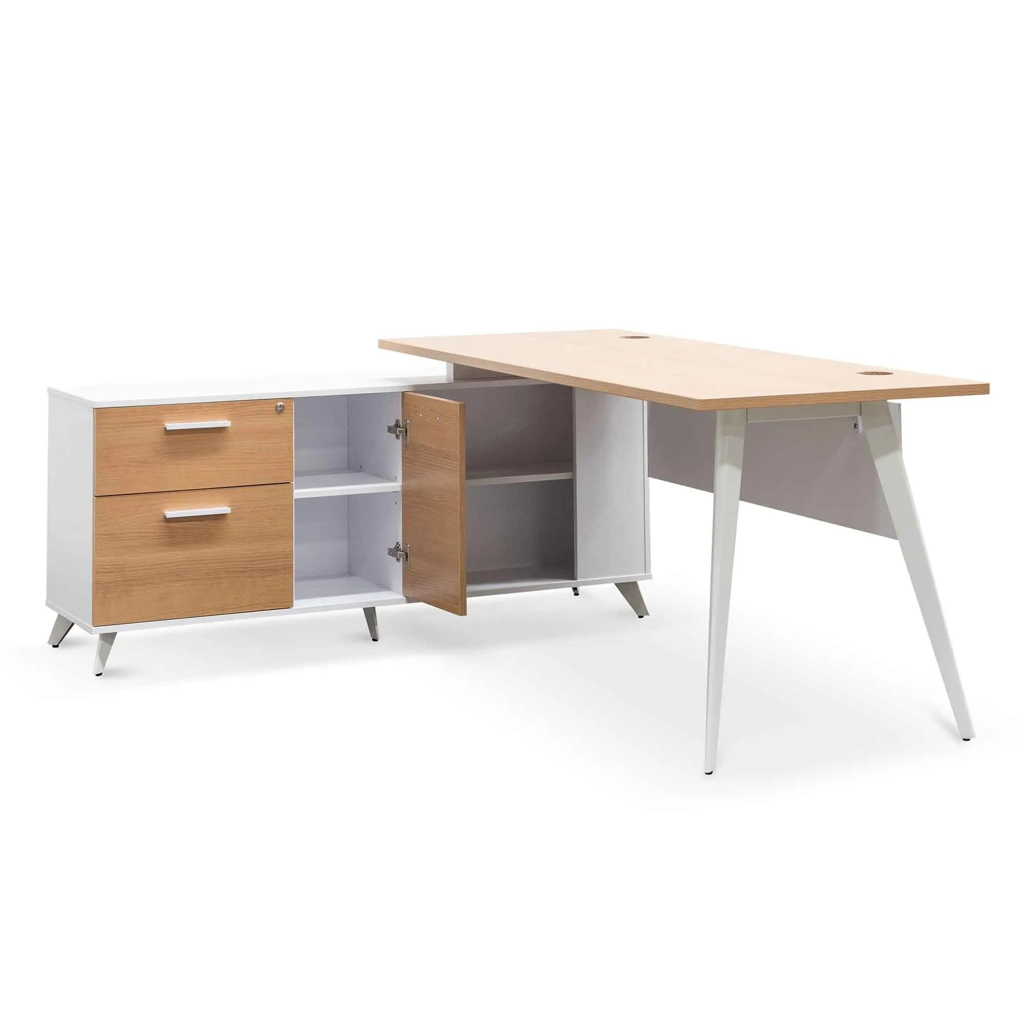 Stylus 160cm Left Return Executive Office Desk - Natural