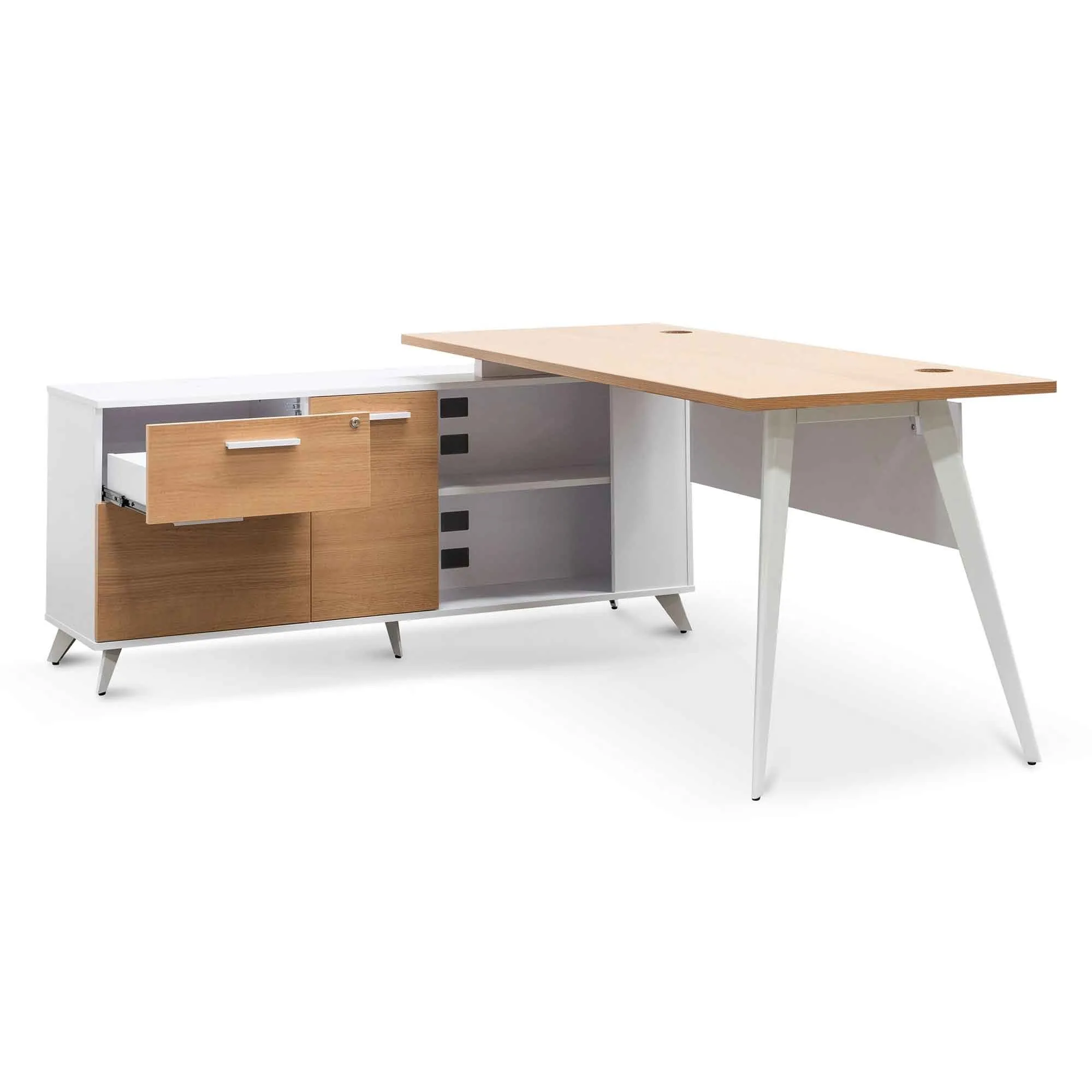 Stylus 160cm Left Return Executive Office Desk - Natural