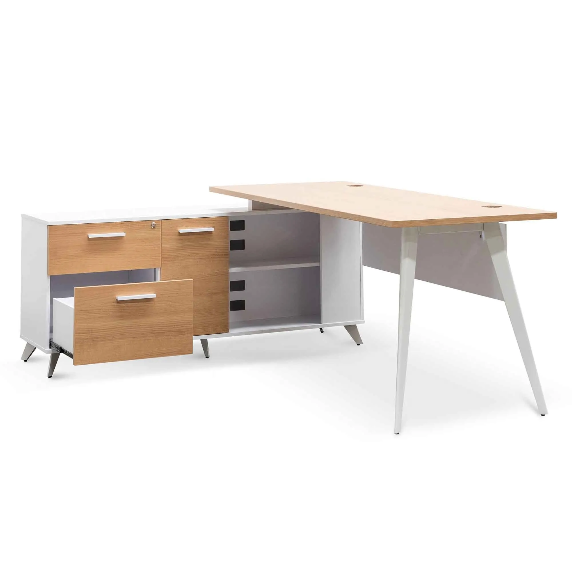 Stylus 160cm Left Return Executive Office Desk - Natural