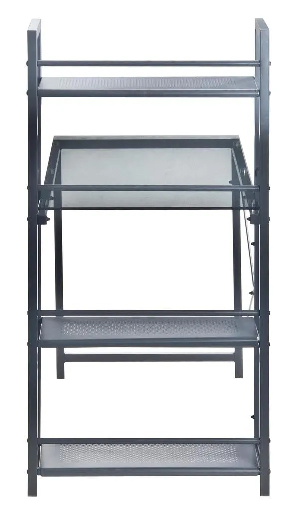Techni Mobili Glass Desk with Built-in Shelves