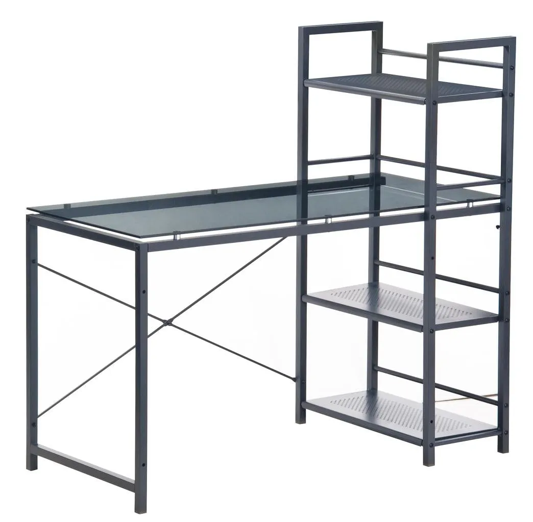 Techni Mobili Glass Desk with Built-in Shelves
