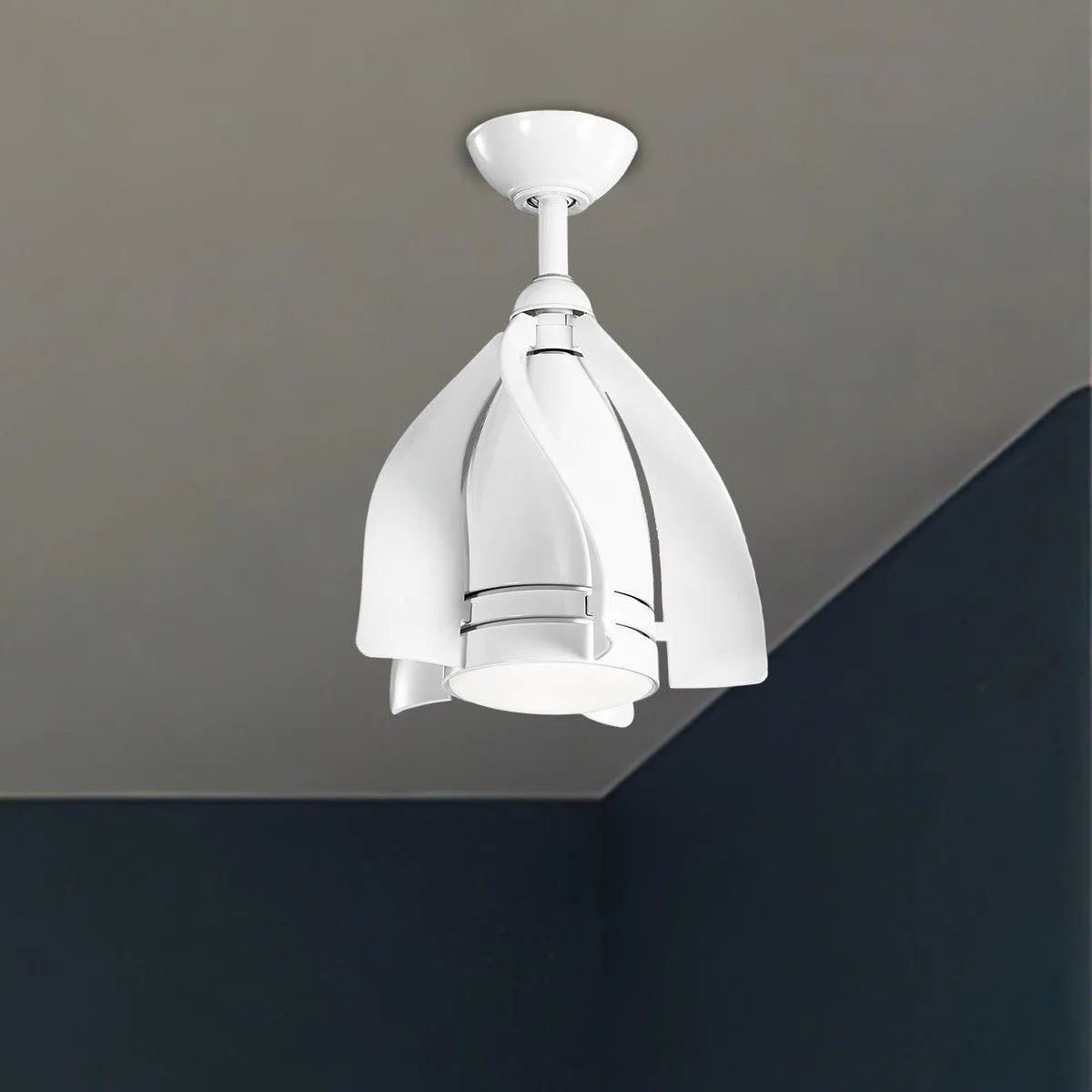 Terna 15 Inch White Modern LED Ceiling Fan with Remote