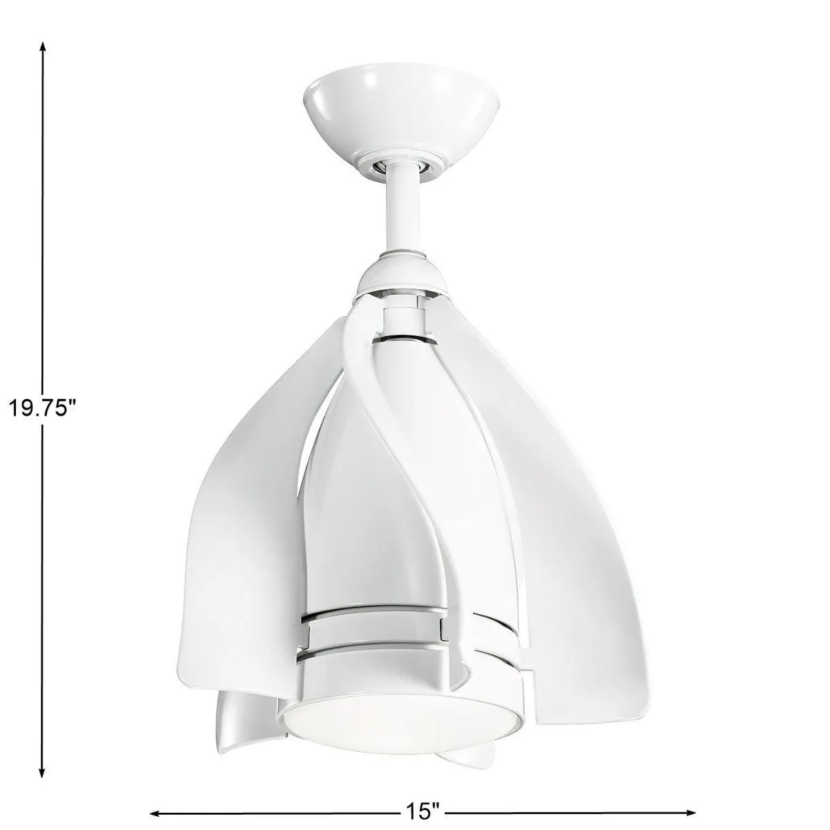 Terna 15 Inch White Modern LED Ceiling Fan with Remote