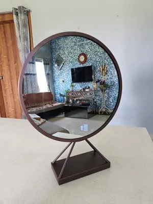 TINITALO Modern Elegance Round Wall-Mounted Mirror Metal Framed Wall Mirror Bathroom Mirror Living Room Mirror Home Decor Mirror 18 x 18 Inches Copper MF 78