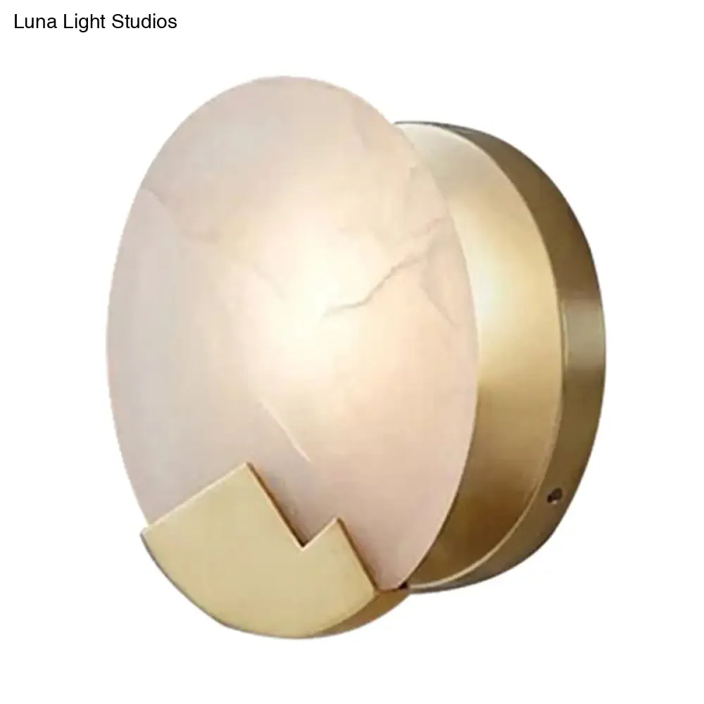 Traditional Gold Metal Wall Mounted Candle Lamp with Marble Accent