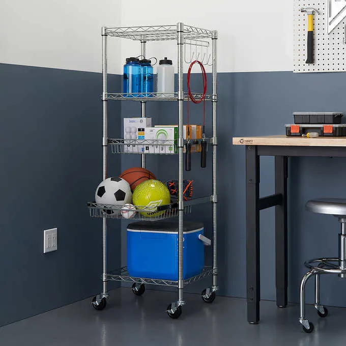 TRINITY EcoStorage 5-Tier NSF Certified Square Rack with Wheels