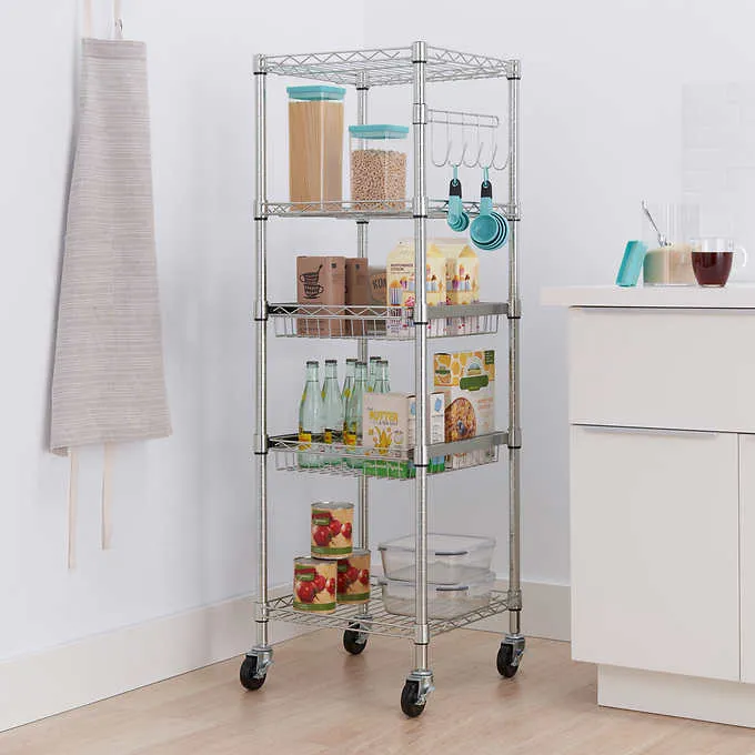 TRINITY EcoStorage 5-Tier NSF Certified Square Rack with Wheels