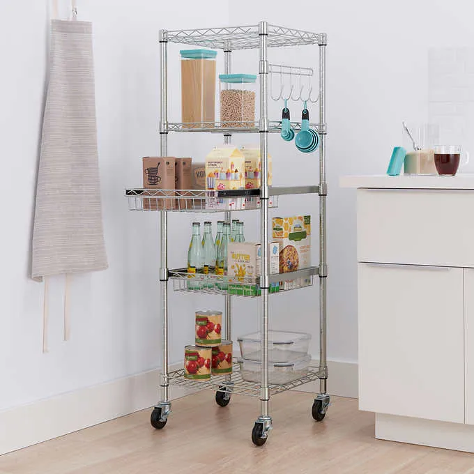 TRINITY EcoStorage 5-Tier NSF Certified Square Rack with Wheels