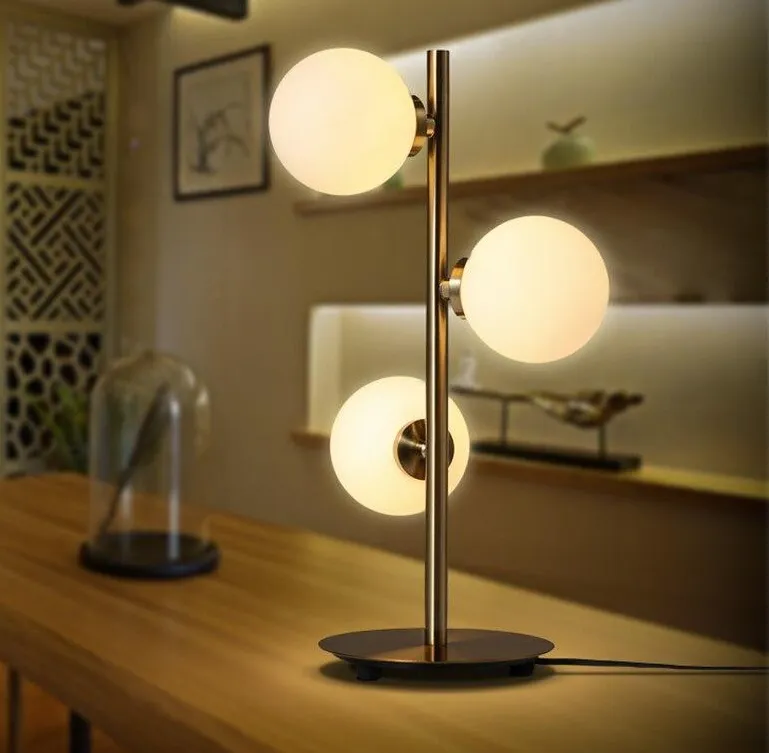 Triple Glass Globe LED Table Lamp