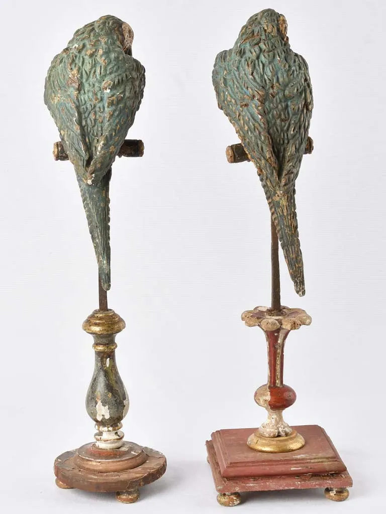 Two mounted parakeet sculptures 23¾"