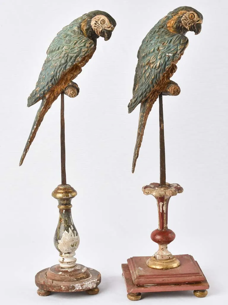 Two mounted parakeet sculptures 23¾"