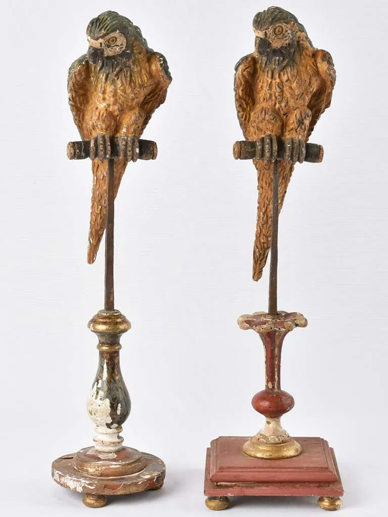Two mounted parakeet sculptures 23¾"
