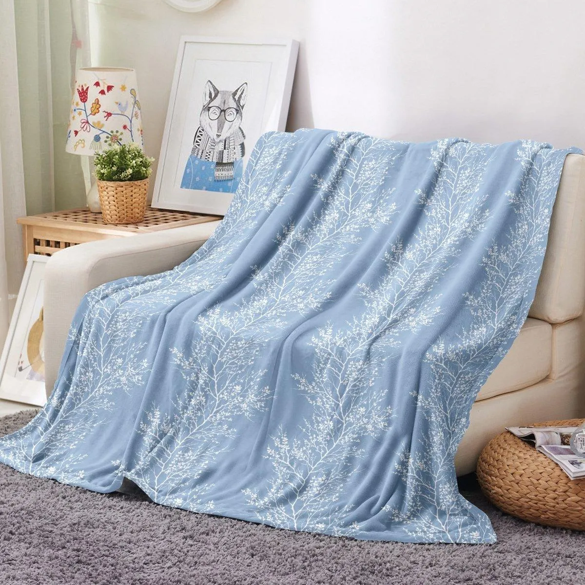 Ultra Soft Oversized Plush Foliage Throw Blanket - Stylish Home Décor for Bed or Couch
